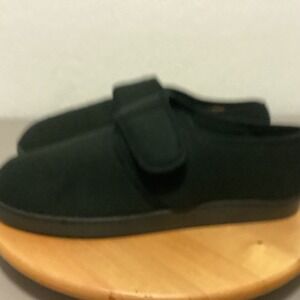 King Size Black Adjustable Strap Slippers Size 11 Wide Width Comfort House Shoes